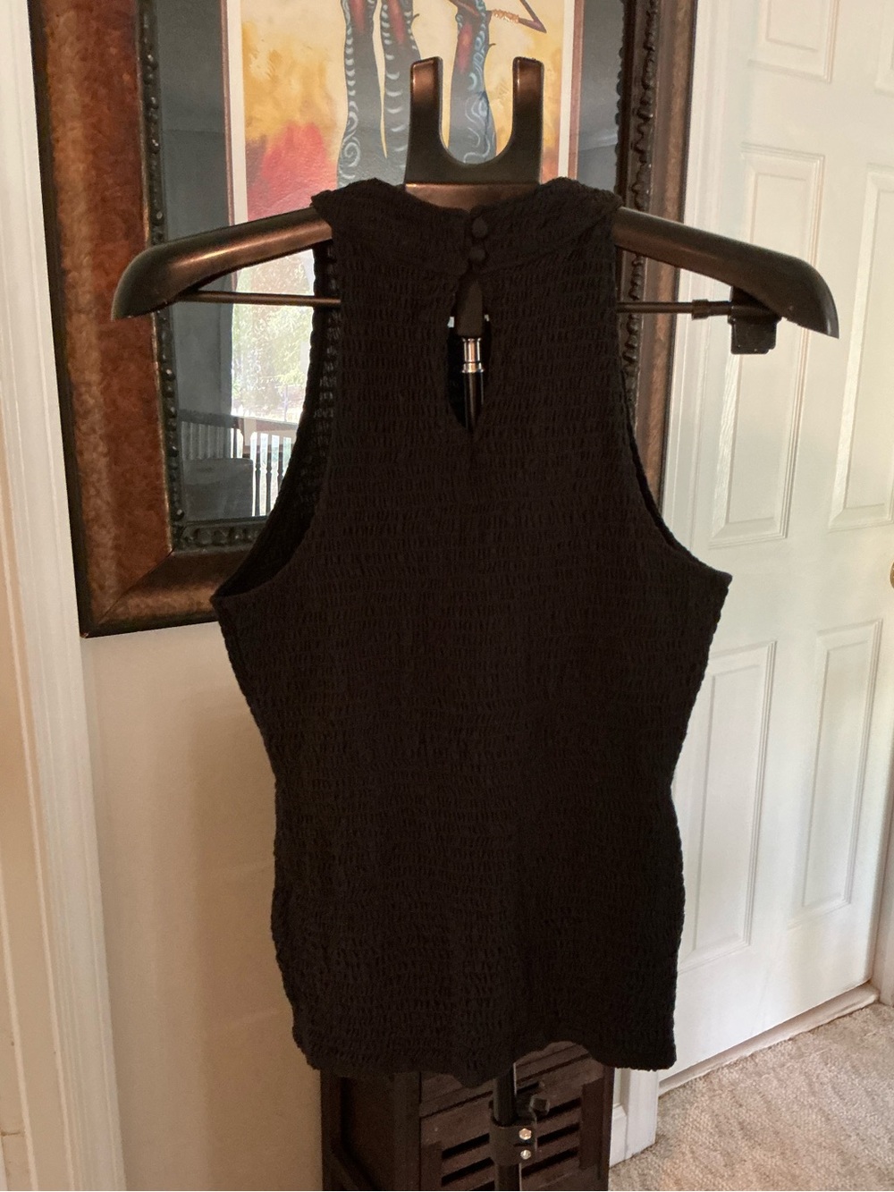 INC International Concepts Black Textured Sleeveless Tank